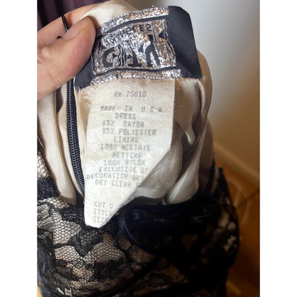 Vintage Y2K 90s prom dress lace overlay goth whimsigoth maxi lace up black 7/8 - Picture 10 of 10